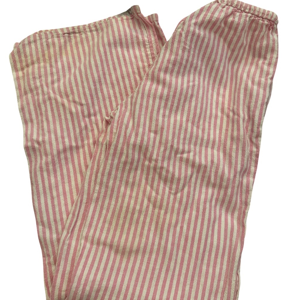 Divided Pink and White Striped Pants